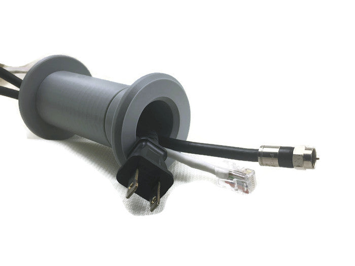 Wall Port - Cable pass through wall outlet - Grey- Fits wall thickness from  3 5/8 to 5 3/8 by Wall Eye Solutions